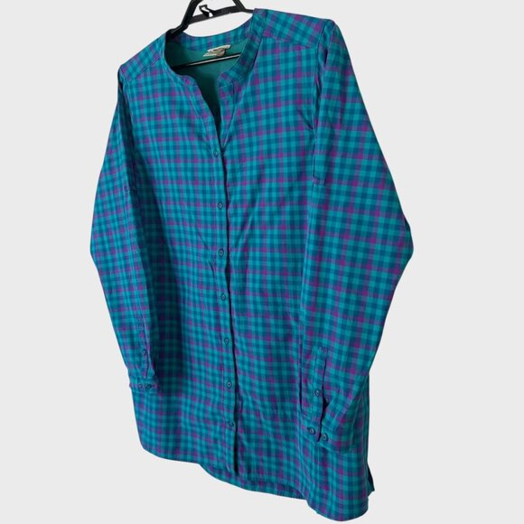 Duluth Trading Co. Sidewinder Plaid Tunic Shirt Teal Women's 2XL UPF-30 Hiking - Picture 2 of 12